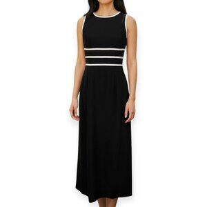 Papéll Boutique Evening Black Maxi Dress Women’s Size 10 – Satin Trim Open Back